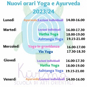 Nuovi Orari Corsi Di Yoga e Ayurveda